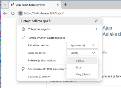 Edge sovellukset laitteella sivustoasetukset.png